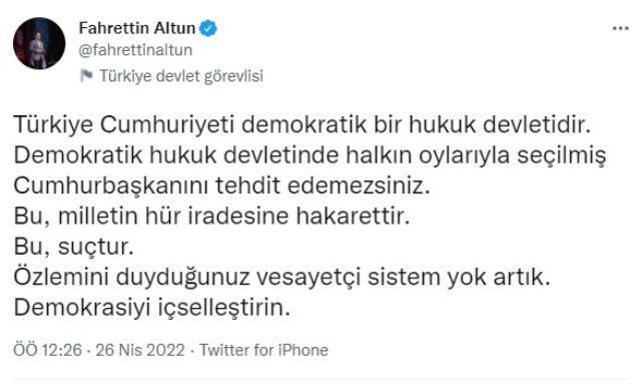 Fahrettin Altun'dan CHP'li Özgür Özel'e cevap: Cumhurbaşkanını tehdit edemezsiniz