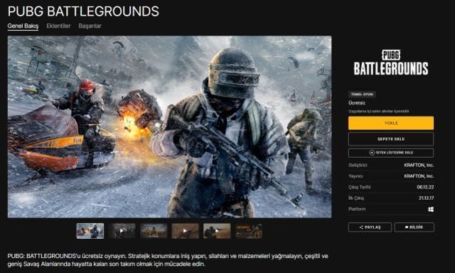 PUBG Battlegrounds, Epic Games mağazasında da yerini aldı