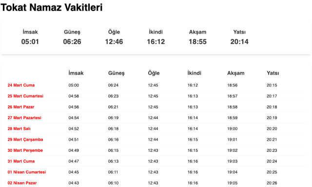 Tokat sahur ne zaman, saat kaçta? 23 Mart Tokat imsak vakti! Tokat sabah ezanı saat kaçta okunuyor?