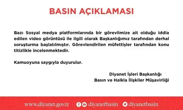 Diyanet İşleri Başkanlığı görevlisi hakkında rüşvet iddialarına ilişkin soruşturma başlatıldı