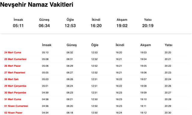 Nevşehir sahur ne zaman, saat kaçta? 23 Mart Nevşehir imsak vakti! Nevşehir sabah ezanı saat kaçta okunuyor?