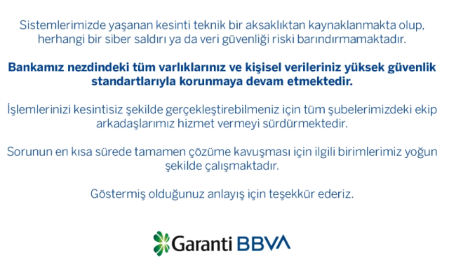 Garanti Bankası çöktü mü, Garanti Bankası hacklendi mi?