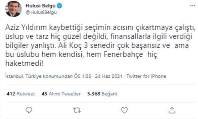Bugün sosyal medyanın zirvesine çıkan Aziz Yıldırım'ın sözlerine tepki yağdı