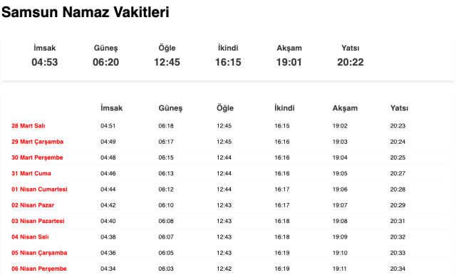 Samsun, Ordu akşam ezanı saat kaçta? 27 Mart Samsun, Ordu ezan vakitleri! Samsun, Ordu iftar ne zaman?