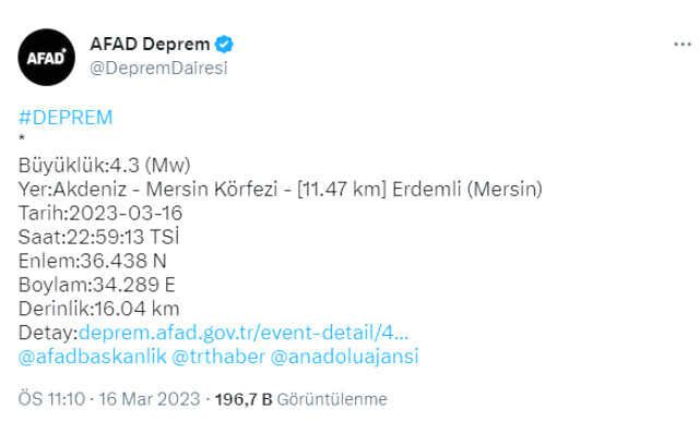 Dün nerede deprem oldu? Az önce nerede, kaç büyüklüğünde deprem oldu? Kandilli rasathanesi son depremler listesi!