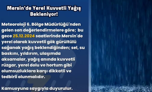 Mersin okullar tatil mi 27 Aralık Cuma (Son Dakika Mersin Valiliği)?