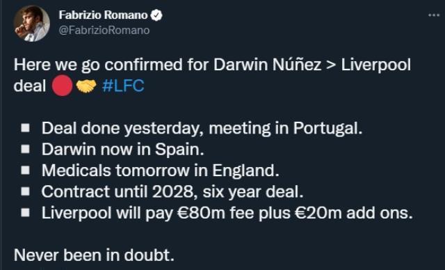 Fenerbahçe'nin teknik direktörü Jesus keşfetmişti! Nunez'in bonservisine 100 milyon euro ödendi