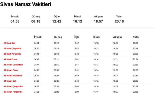 Sivas akşam ezanı saat kaçta, iftar ne zaman? 27 Mart Sivas imsakiye! Sivas iftara ne kadar kaldı?