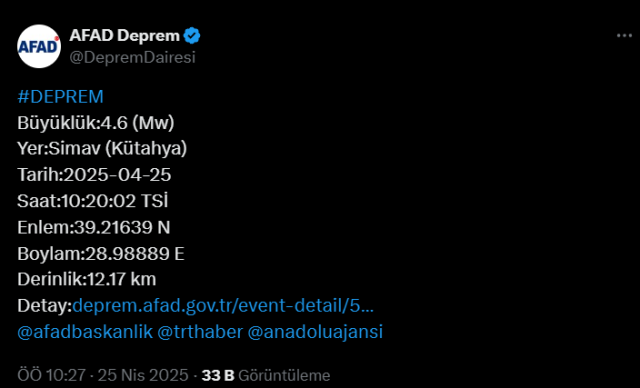 KÜTAHYA'DA DEPREM! Kütahya'da bugün kaç deprem oldu?