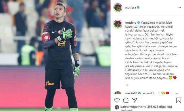 PSV maçı için 'Benim için zor geceydi' paylaşımı yapan Muslera'ya Galatasaray'dan destek