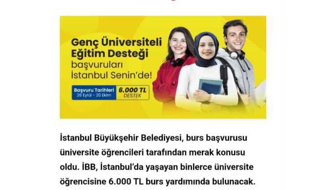 İBB 6.000 TL burs başvurusu ne zaman, nasıl yapılır? İstanbul dışındakiler başvurabiliyor mu?