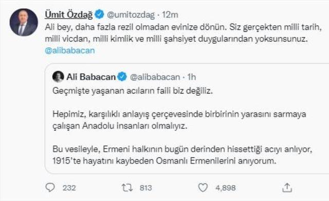 Ümit Özdağ, Ali Babacan'ın 'Ermeni olayları' paylaşımına ateş püskürdü: Evinize dönün