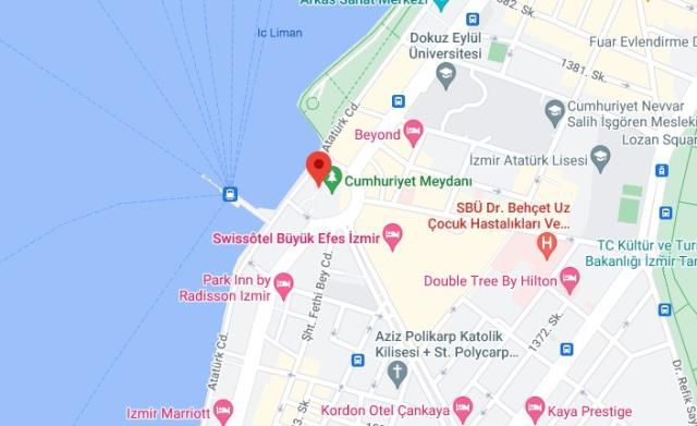 İzmir Cumhuriyet Meydanı nerede, haritadaki yeri neresidir? İzmir Cumhuriyet Meydanı hangi ilçede bulunuyor?