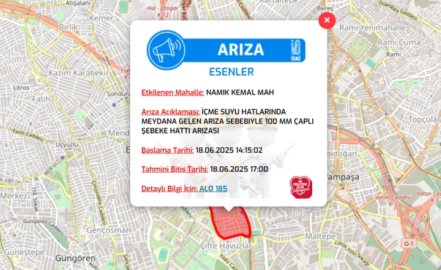 İstanbul ESENLER su kesintisi! 18-19 Haziran İSKİ Esenler su kesintisi ne zaman bitecek, sular ne zaman gelecek?