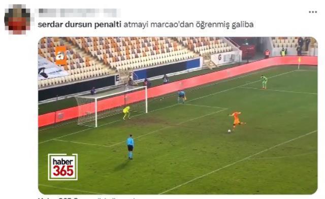 Serdar Dursun'un zıplayarak kullandığı penaltı olay oldu! Maç bitti espriler hala havada uçuşuyor