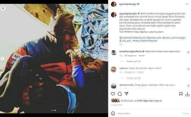 Oyuncu Ogün Kaptanoğlu, arama kurtarma çalışmalarına katılarak bir kişiyi enkazdan çıkardı