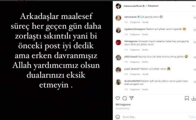 Rahatsızlanan Hakan Ural, durumu ağırlaşınca sevenlerinden dua istedi