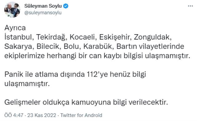 Son dakika: 5.9 şiddetindeki depremin ardından Bakan Soylu'dan ilk açıklama: Şu ana kadar can kaybı bilgisi yok