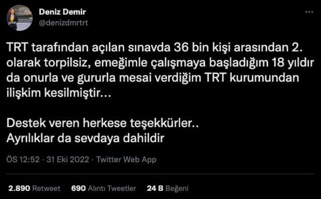 FETÖ firarisi Hakan Şükür'ü anan TRT spikerinin işine son verildiği iddia edilmişti! Hesap sahte çıktı