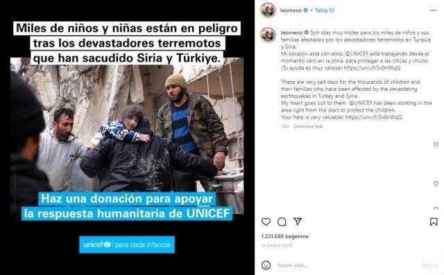Lionel Messi'den bir destek daha! Depremzedeler için dünyaya çağrıda bulundu