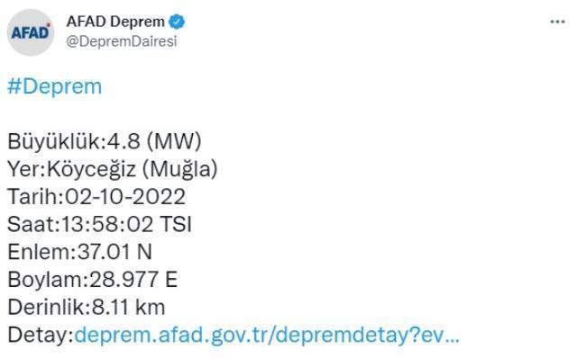 Son Dakika: Muğla'da 4.8 büyüklüğünde deprem! Sarsıntı çevre illerden de hissedildi