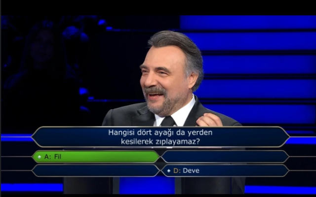 Hangisi dört ayağı da yerden kesilerek zıplayamaz ( Fil, Zürafa, Gergedan, Deve zıplayabilir mi)?