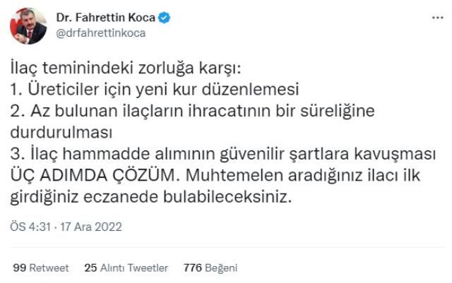 İlaç teminindeki soruna üç adımlı çözüm! Bakan Koca ayrıntıları paylaştı