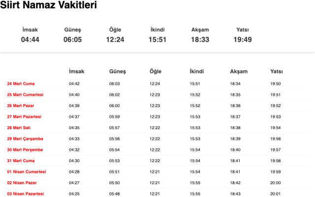 Siirt sahur ne zaman, saat kaçta? 23 Mart Siirt imsak vakti! Siirt sabah ezanı saat kaçta okunuyor?
