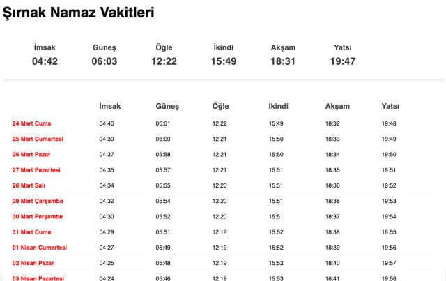 Şırnak sahur ne zaman, saat kaçta? 23 Mart Şırnak imsak vakti! Şırnak sabah ezanı saat kaçta okunuyor?