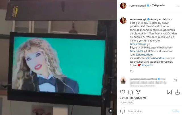 Ameliyat olan Seren Serengil, dikişleri alınmadan program çekimleri için kamera karşısına geçti