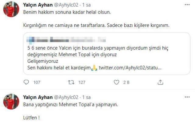 Eski futbolcu Yalçın Ayhan yaptığı paylaşımla Beşiktaşlıları uyardı: Bana yaptığınızı Mehmet Topal'a yapmayın