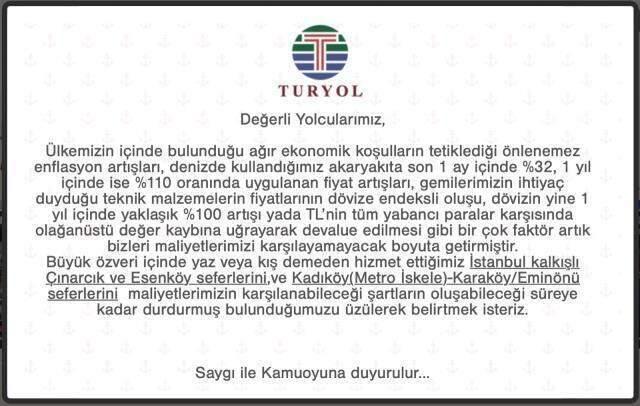 Dövizdeki hareketlilik deniz taşımacılığını fena vurdu! İstanbul'da hizmet veren Turyol bazı seferlerini durdurdu