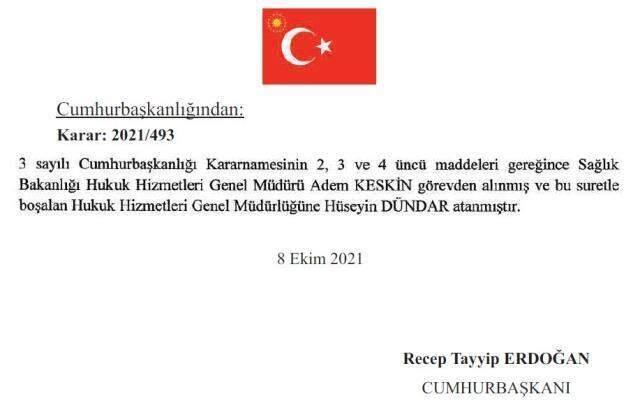 Sağlık Bakanlığı ve Milli Eğitim Bakanlığı'nda görevden alma ve yeni atama kararları