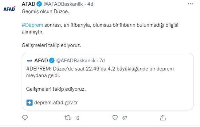 Son Dakika: Düzce'de 4.2 büyüklüğünde deprem meydana geldi