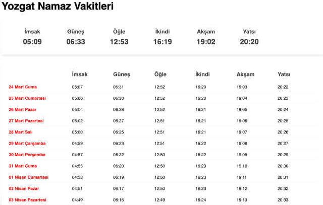 Yozgat sahur ne zaman, saat kaçta? 23 Mart Yozgat imsak vakti! Yozgat sabah ezanı saat kaçta okunuyor?
