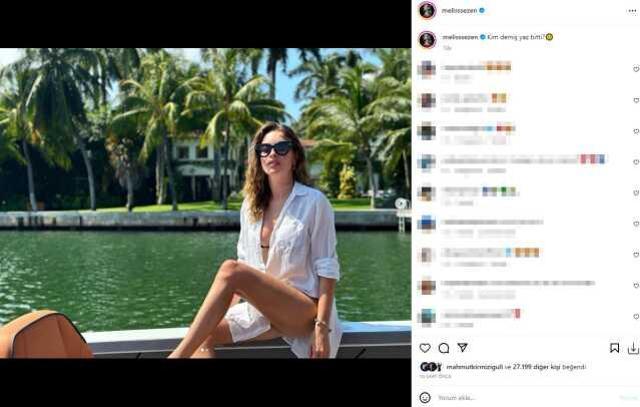 'Yaz bitmedi' diyen Melis Sezen, siyah bikinisiyle kamera karşısına geçti