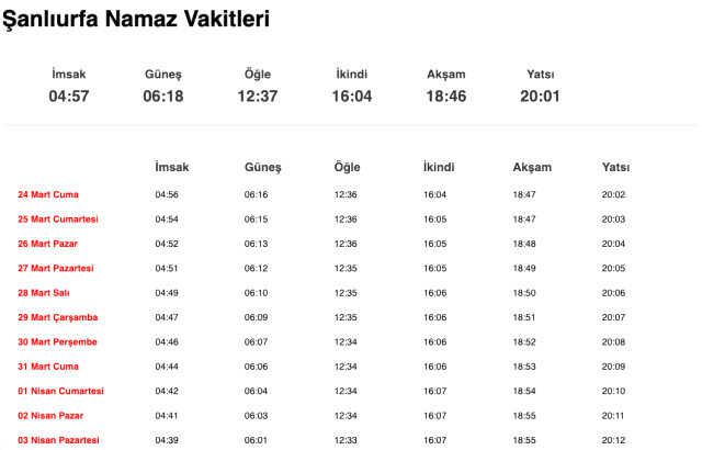 Şanlıurfa akşam ezanı saat kaçta, iftar ne zaman? 23 Mart Urfa imsakiye! Urfa iftara ne kadar kaldı?