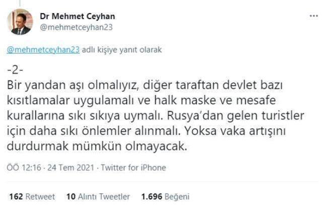 'Aktif vaka sayısı 100 bini geçti' diyen Mehmet Ceyhan alınması gereken yeni tedbirleri paylaştı