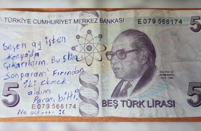 İşte çıkartılan vatandaşın 5 liraya yazdığı not yürek burktu