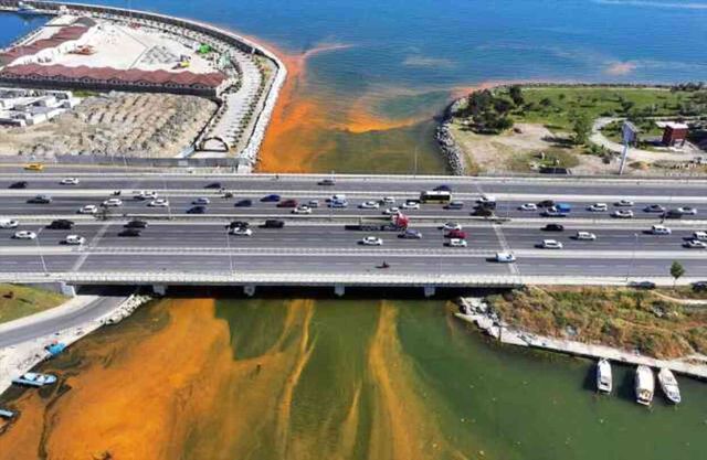 İstanbul'da korkutan görüntü! Denizin rengi sarıya büründü