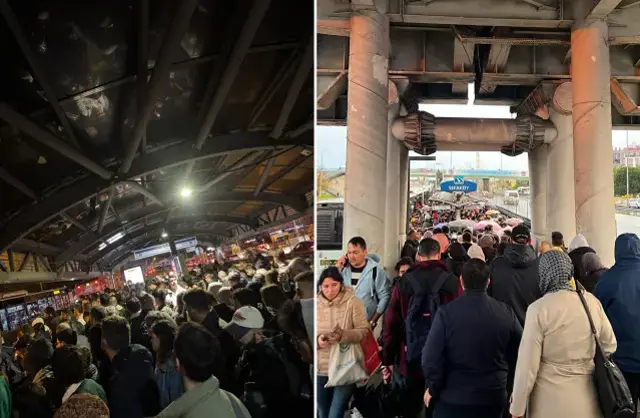 Metrobüs hattında bekleyen yolcular