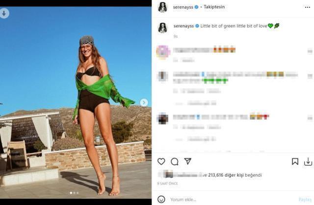 Güzel oyuncu Serenay Sarıkaya, süper mini şortlu pozlarını paylaştı