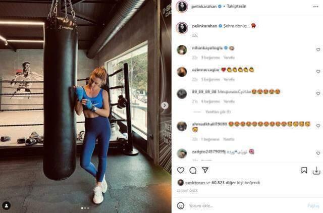 2 çocuk annesi Pelin Karahan, karın kaslarıyla adeta şov yaptı