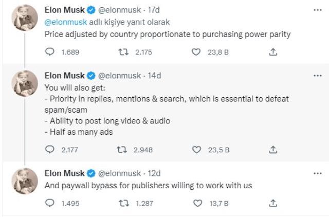 Elon Musk tartışmalara son noktayı koydu: Twitter'da mavi tik 8 dolar olacak