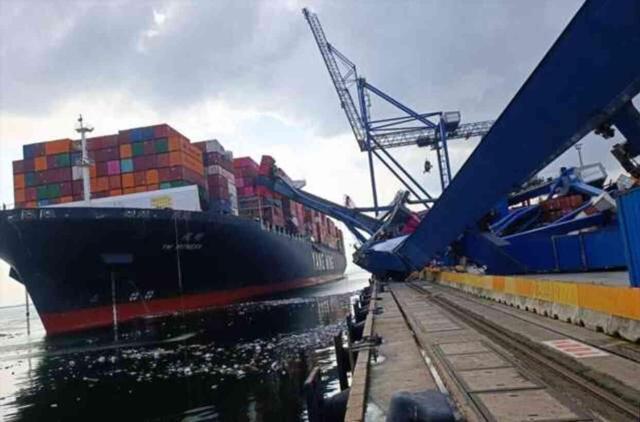 Kocaeli'de limana yaklaşan gemi duramadı, devasa vinçler domino taşı gibi devrildi