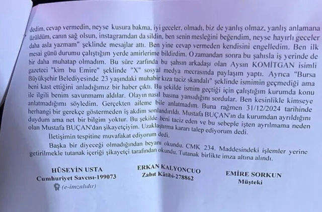 Bursa Büyükşehir Belediyesi'nde taciz skandalı! 23 yaşındaki genç kız mesajları yayınladı