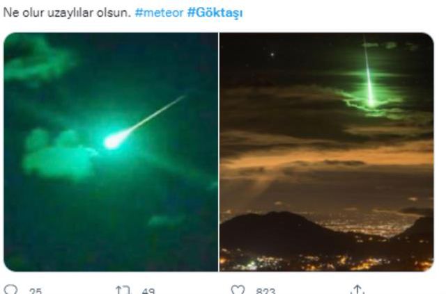 Gökyüzünde yeşil ışık saçan göktaşının Türkiye'de görüntülendiği iddiası