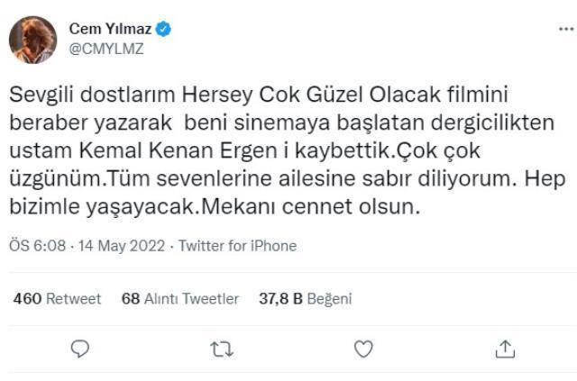 Ünlü senarist hayatını kaybetti! Acı haberi Cem Yılmaz duyurdu