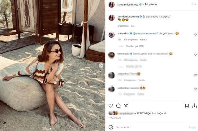 Damla Sönmez mayolu pozlarını paylaştı, ilk yorum rol arkadaşı Murat Yıldırım'dan geldi
