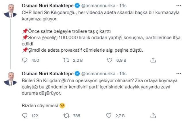 AK Parti İstanbul İl Başkanı Kabaktepe'den Kılıçdaroğlu'na manidar gönderme: Birileri CHP liderine operasyon çekiyor olmasın?